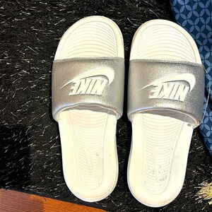 Nike Slides Silver  Sz 10